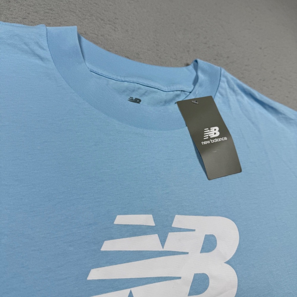New Balance Futbol Graphic T-Shirt Light Blue Cotton Short Sleeve Mens XL
